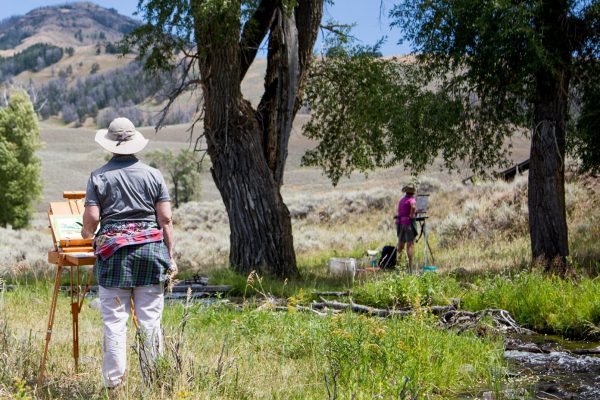 Artists painting in Lamar Valley