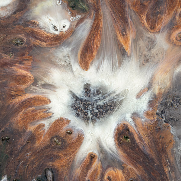 Norris Geyser Basin Algae 2026 Yellowstone Forever Calendar Contest honorable mention image of abstract algae seen in the Norris Geyser Basin.